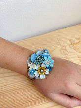 Load image into Gallery viewer, Vintage collection - Shades of Blue - vintage blue flowers - Adjustable bracelet
