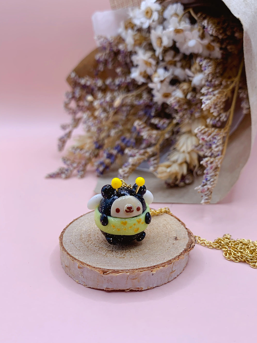 Busy Bee bear pendant and necklace