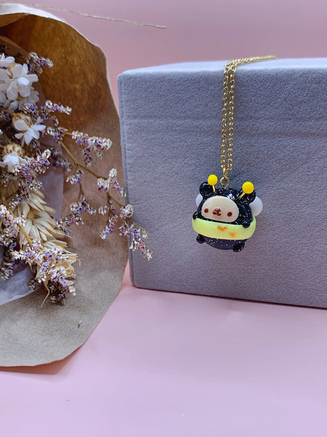 Busy Bee bear pendant and necklace