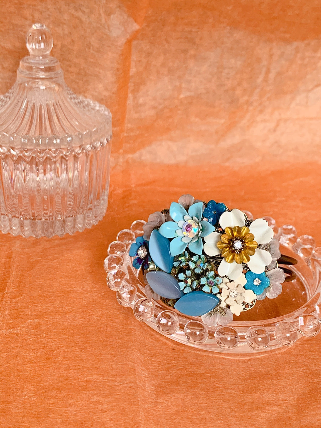 Vintage collection - Shades of Blue - vintage blue flowers - Adjustable bracelet